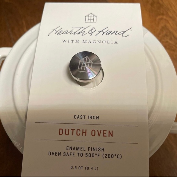 Hearth & Hand with Magnolia Enameled Cast Iron Dutch Oven Cream 0.5qt - Picture 4 of 6